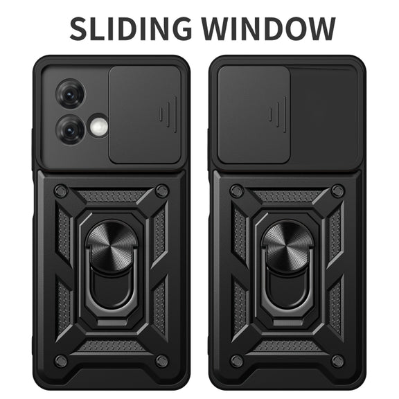 For Motorola Moto G84 Sliding Camera Cover Design TPU Hybrid PC Phone Case(Red)