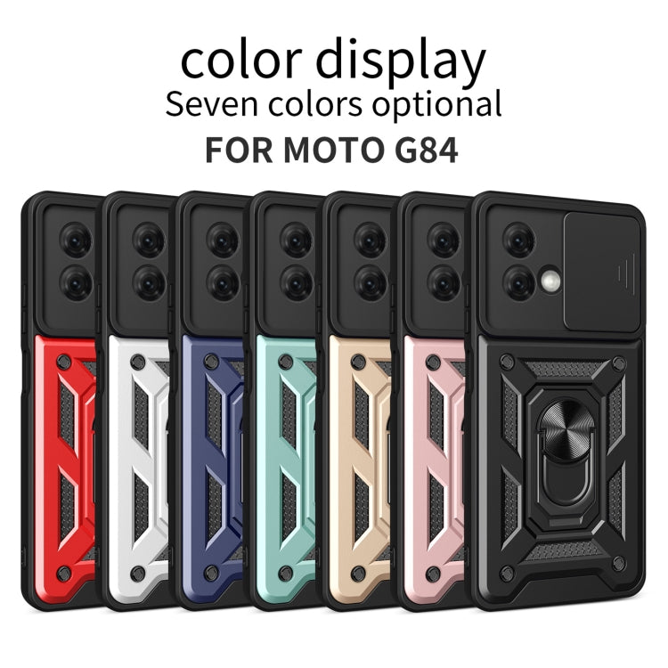 For Motorola Moto G84 Sliding Camera Cover Design TPU Hybrid PC Phone Case(Blue)