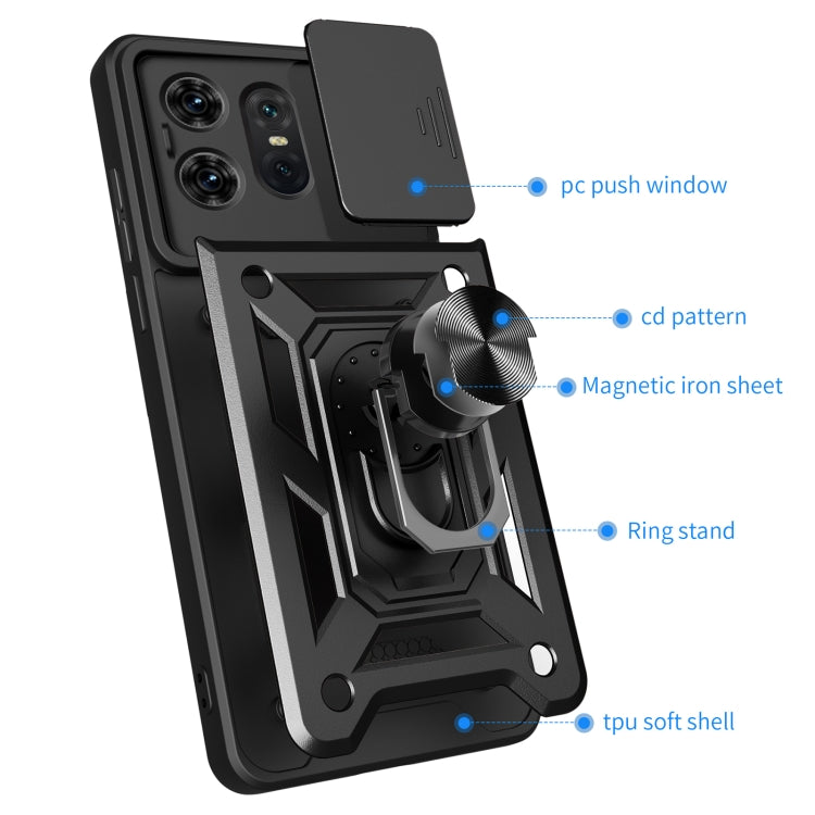 For Motorola Edge 50 Pro Global Sliding Camera Cover Design TPU+PC Phone Case(Black)
