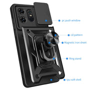 For Motorola Edge 50 Pro Global Sliding Camera Cover Design TPU+PC Phone Case(Black)