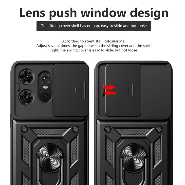 For Motorola Edge 50 Pro Global Sliding Camera Cover Design TPU+PC Phone Case(Black)