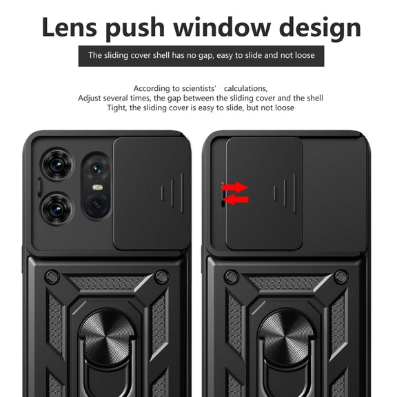 For Motorola Edge 50 Pro Global Sliding Camera Cover Design TPU+PC Phone Case(Black)