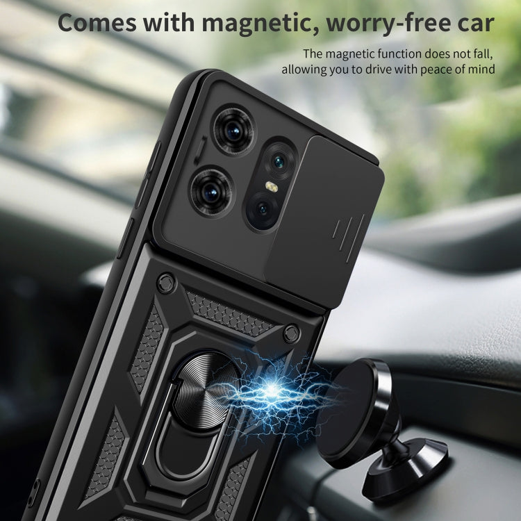 For Motorola Edge 50 Pro Global Sliding Camera Cover Design TPU+PC Phone Case(Black)