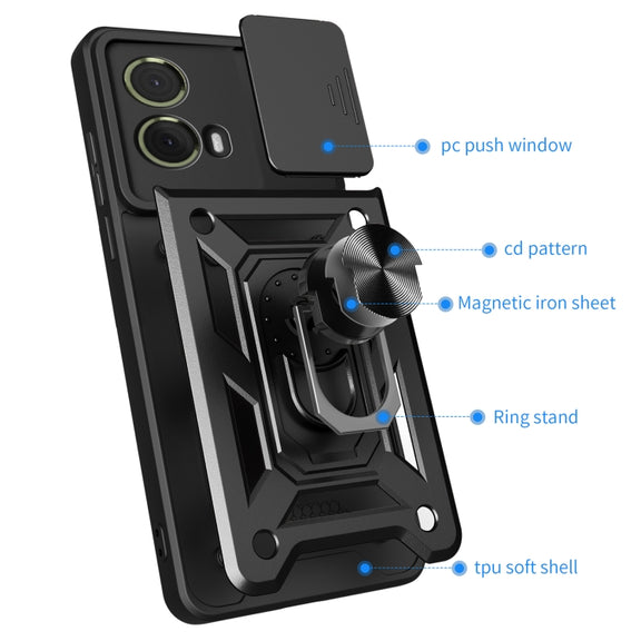For Motorola Moto G85 / S50 Neo Sliding Camera Cover Design TPU+PC Phone Case(Blue)