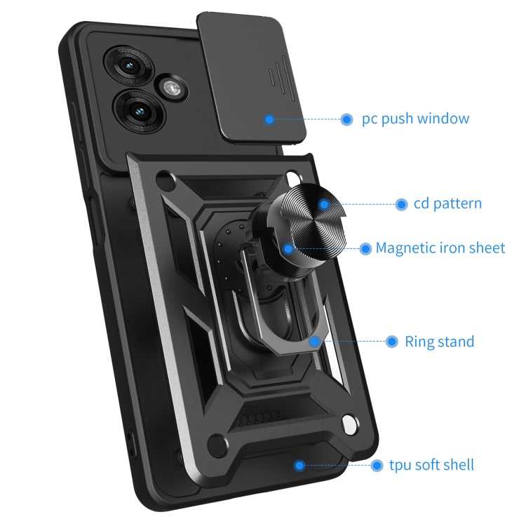 For Motorola Moto G55 Sliding Camera Cover Design TPU+PC Phone Case(Silver)