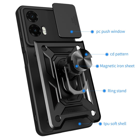 For Motorola Moto G35 5G Global Sliding Camera Cover Design TPU+PC Phone Case(Red)