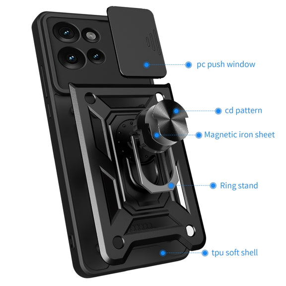 For Motorola Edge 50 5G Sliding Camera Cover Design TPU+PC Phone Case(Black)