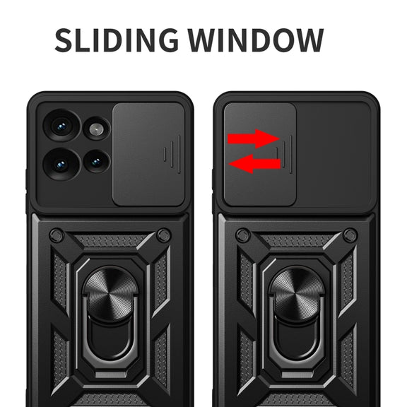 For Motorola Edge 50 5G Sliding Camera Cover Design TPU+PC Phone Case(Black)