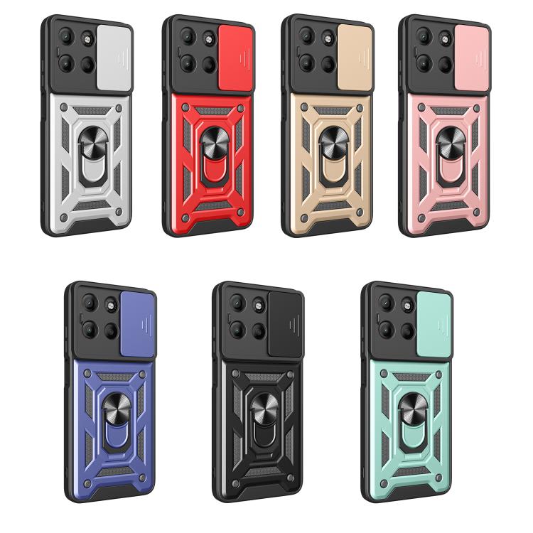 For Motorola Moto G15 Sliding Camera Cover Design TPU+PC Phone Case(Rose Gold)