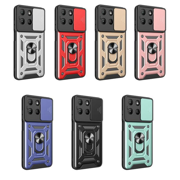 For Motorola Moto G15 Sliding Camera Cover Design TPU+PC Phone Case(Rose Gold)