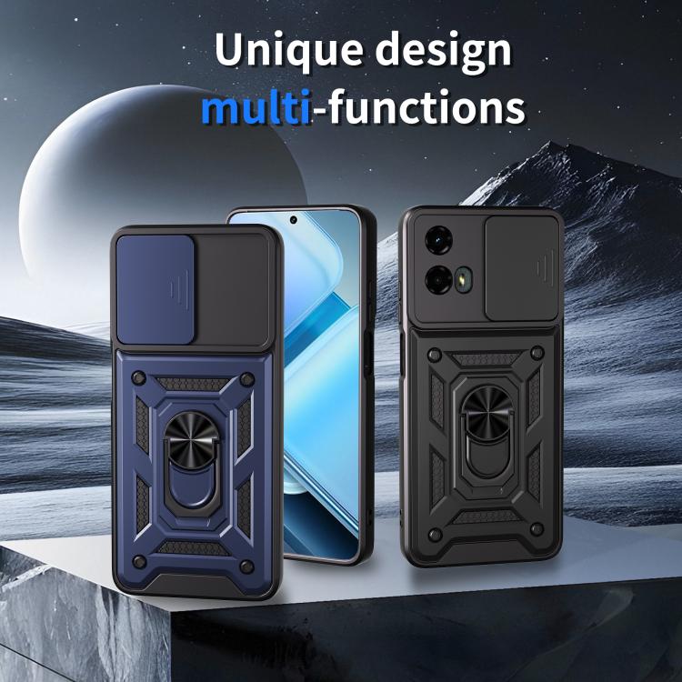 For Motorola Moto G 5G 2024 Sliding Camera Cover Design TPU+PC Phone Case(Black)