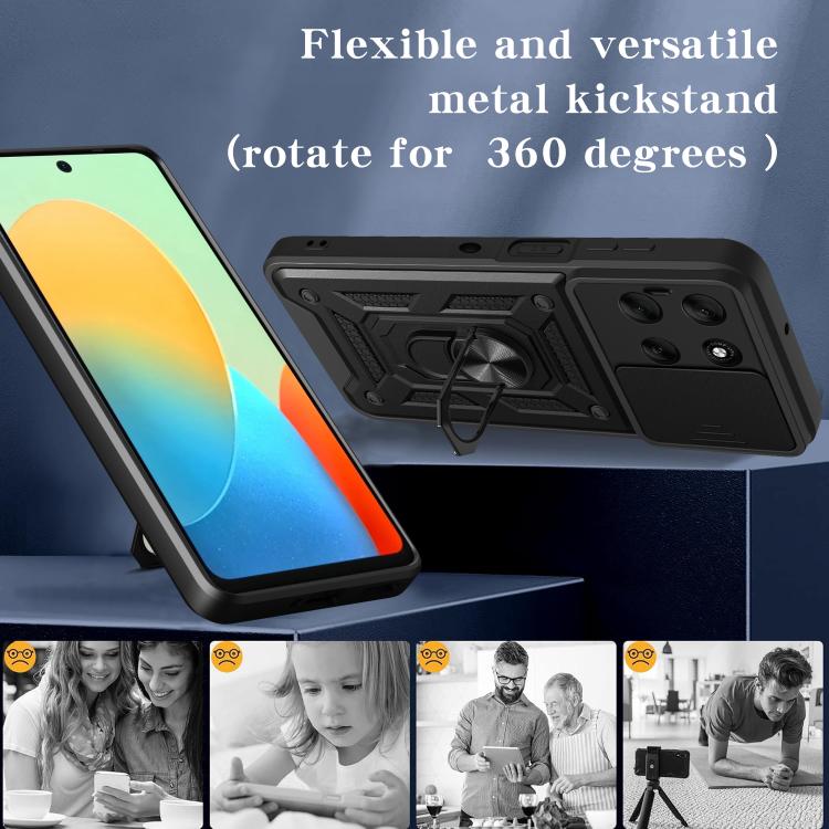For Motorola Moto G56 5G Sliding Camera Cover Design TPU+PC Phone Case(Gold)