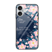 For iPhone 16 Colorful Painted Glass Phone Case(Flower)