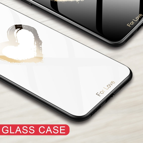 For iPhone 16 Pro Colorful Painted Glass Phone Case(Red Heart)