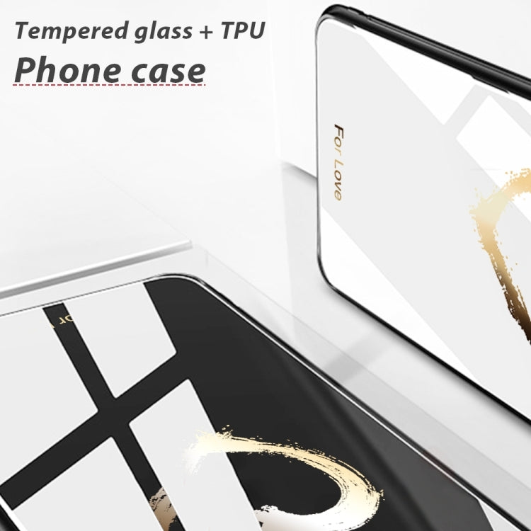 For iPhone 16 Pro Max Colorful Painted Glass Phone Case(Black Love)