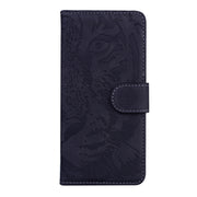 For iPhone 16e Tiger Embossing Pattern Leather Phone Case(Black)