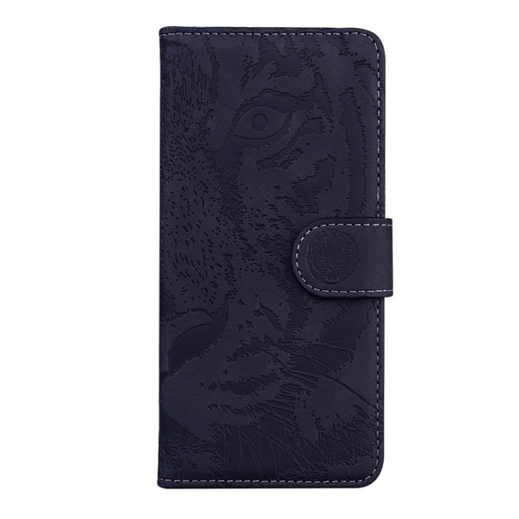 For iPhone 16e Tiger Embossing Pattern Leather Phone Case(Black)