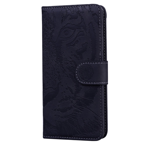 For iPhone 16 Pro Max Tiger Embossing Pattern Leather Phone Case(Black)