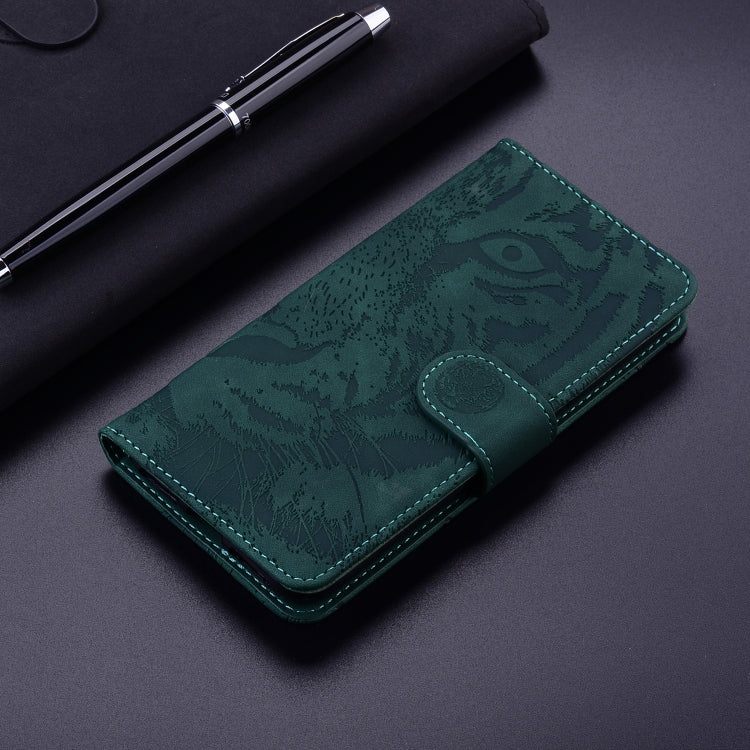 For iPhone 16 Plus Tiger Embossing Pattern Leather Phone Case(Green)