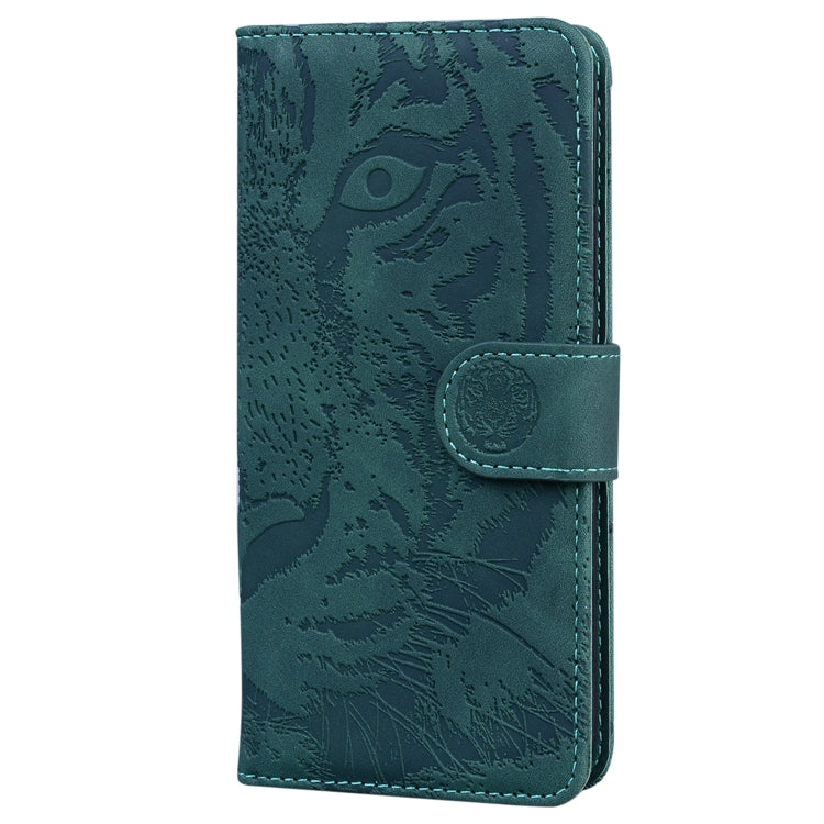 For iPhone 16 Plus Tiger Embossing Pattern Leather Phone Case(Green)