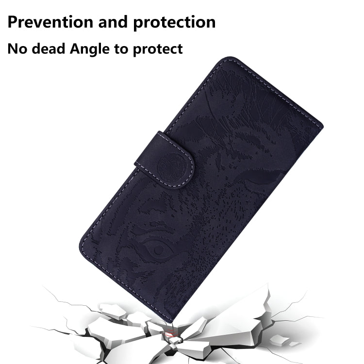 For iPhone 16 Tiger Embossing Pattern Leather Phone Case(Black)