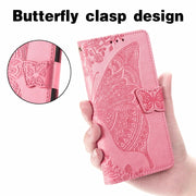 For Ulefone Note 16 Pro Butterfly Love Flower Embossed Leather Phone Case(Pink)