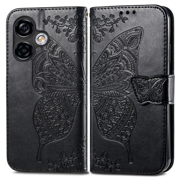 For Ulefone Note 16 Pro Butterfly Love Flower Embossed Leather Phone Case(Black)