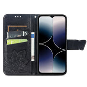 For Ulefone Note 16 Pro Butterfly Love Flower Embossed Leather Phone Case(Black)