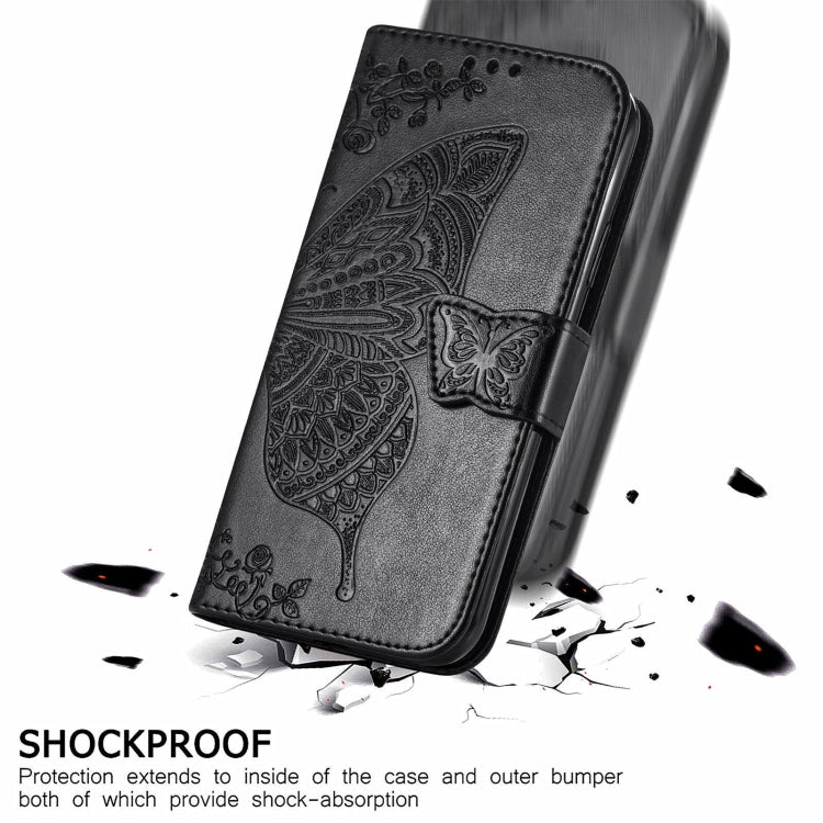 For Ulefone Note 16 Pro Butterfly Love Flower Embossed Leather Phone Case(Black)
