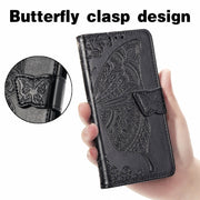 For Ulefone Note 16 Pro Butterfly Love Flower Embossed Leather Phone Case(Black)