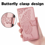 For Ulefone Note 16 Pro Butterfly Love Flower Embossed Leather Phone Case(Rose Gold)