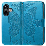 For Ulefone Note 16 Pro Butterfly Love Flower Embossed Leather Phone Case(Blue)