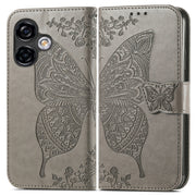 For Ulefone Note 16 Pro Butterfly Love Flower Embossed Leather Phone Case(Grey)