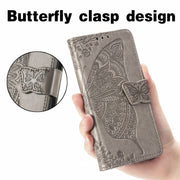 For Ulefone Note 16 Pro Butterfly Love Flower Embossed Leather Phone Case(Grey)