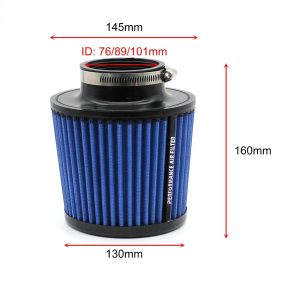 XH-UN077-079 Car High Flow Cold Cone Engine Air Intake Filter, Size:76mm(Blue)