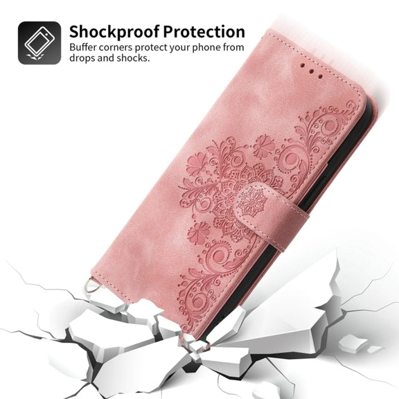 For Xiaomi Redmi 13C Skin-feel Flowers Embossed Wallet Leather Phone Case(Pink)