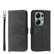 For Xiaomi Redmi Note 13 Pro 4G Skin-feel Flowers Embossed Wallet Leather Phone Case(Black) - Note 13 Pro Cases by PMC TechLife | Online Shopping South Africa | PMC TechLife | Buy Now Pay Later Mobicred