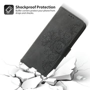 For Xiaomi Redmi Note 13 Pro 4G Skin-feel Flowers Embossed Wallet Leather Phone Case(Black)