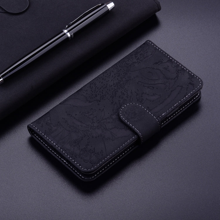 For Motorola Edge 2024 Tiger Embossing Pattern Leather Phone Case(Black)