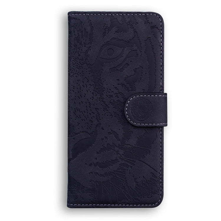 For Motorola Edge 2024 Tiger Embossing Pattern Leather Phone Case(Black)
