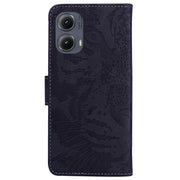 For Motorola Edge 2024 Tiger Embossing Pattern Leather Phone Case(Black)