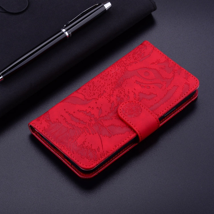 For Motorola Edge 2024 Tiger Embossing Pattern Leather Phone Case(Red)