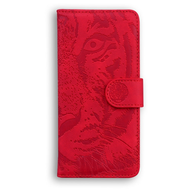 For Motorola Edge 2024 Tiger Embossing Pattern Leather Phone Case(Red)