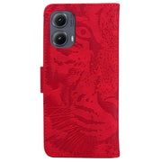 For Motorola Edge 2024 Tiger Embossing Pattern Leather Phone Case(Red)