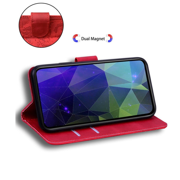 For Motorola Edge 2024 Tiger Embossing Pattern Leather Phone Case(Red)