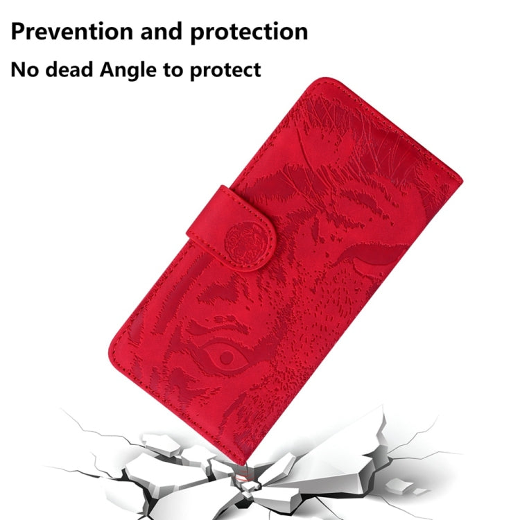 For Motorola Edge 2024 Tiger Embossing Pattern Leather Phone Case(Red)