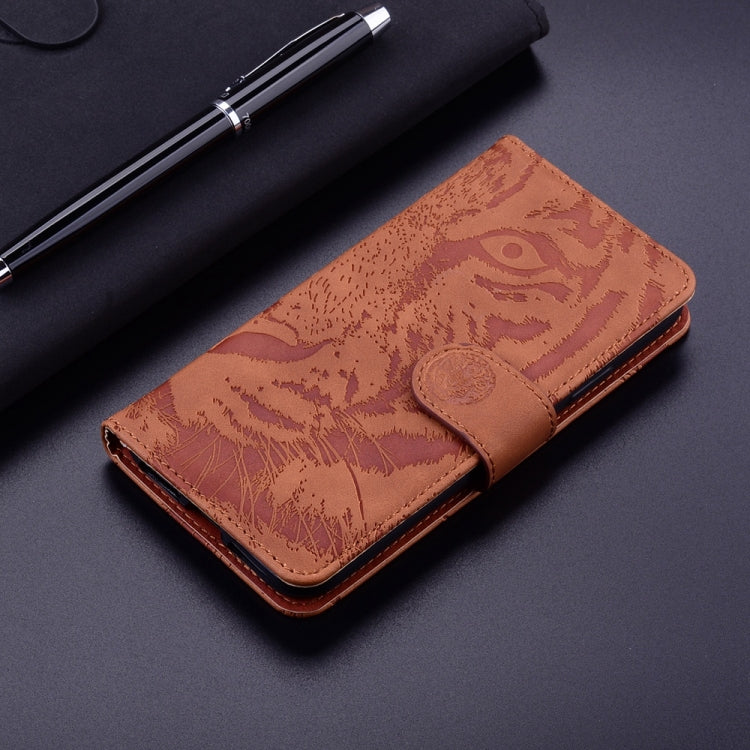 For Motorola Edge 2024 Tiger Embossing Pattern Leather Phone Case(Brown)