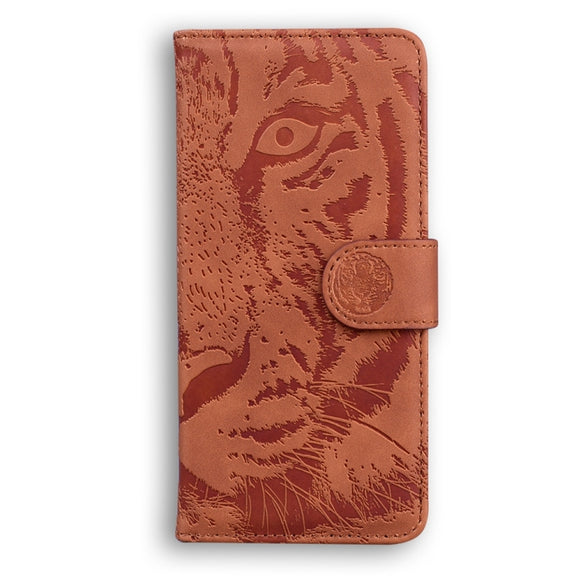 For Motorola Edge 2024 Tiger Embossing Pattern Leather Phone Case(Brown)