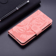 For Motorola Edge 2024 Tiger Embossing Pattern Leather Phone Case(Pink)