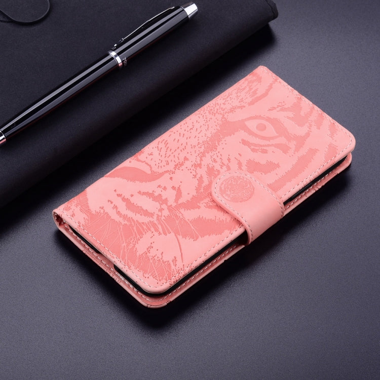 For Motorola Edge 2024 Tiger Embossing Pattern Leather Phone Case(Pink)
